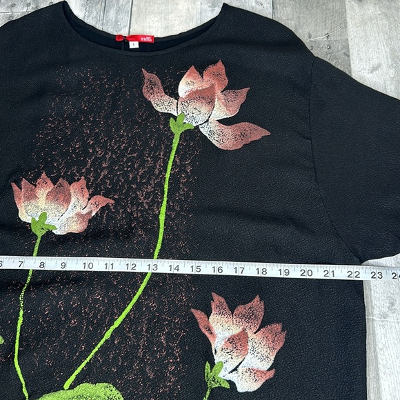 Raffi Hand Painted Silk NWT Water Lilies Floral Tunic Top Size Large - Picture 5 of 9